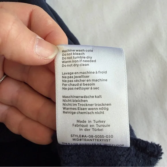 Anine Bing "Jaci" Washed Navy Black Paris Lettering Cotton Sweatshirt *Altered* - Picture 15 of 17